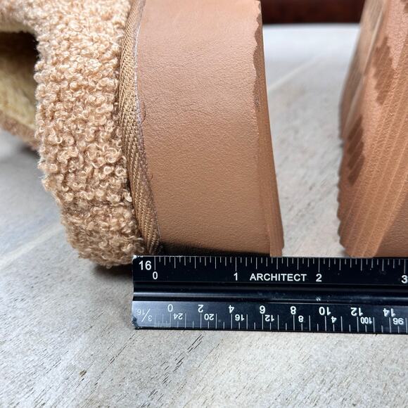 Mia Icee Womens Faux Shearling Platform Slipper Size 9 Tan Cushioned Slip On New - Picture 8 of 12